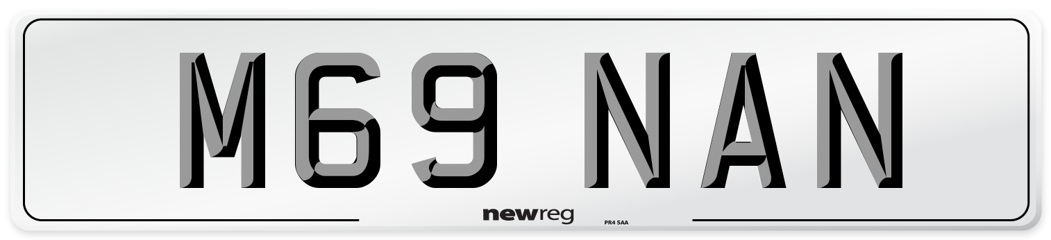 M69 NAN Number Plate from New Reg